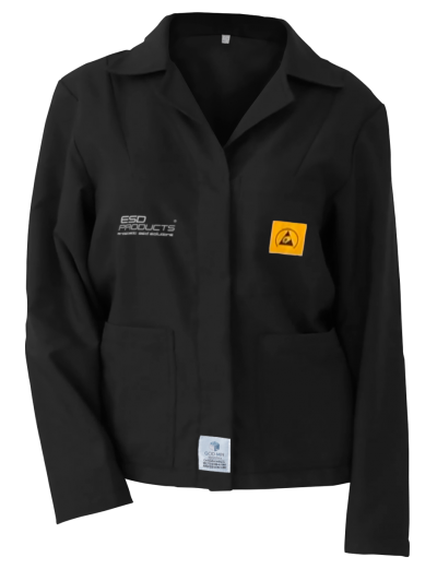 ESD Jacket 1/3 Length ESD Smock Black Female L Antistatic Clothing ESD Garment
